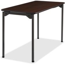 Iceberg Maxx Legroom Wood Folding Table - Melamine Rectangle Top - Four Leg Base - 4 Legs - 24" Table Top Width x 48" Table Top Depth x 0.8" Table Top Thickness - 29" Height - Walnut - Particleboard Top Material - 1 Each