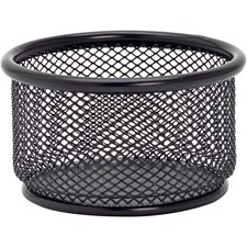 Lorell Mesh Wire Pencil Cup Holder - 3.8" x 2.1" x - Steel - 1 Each - Black