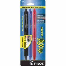 Pilot FriXion .7mm Clicker Erasable Gel Pens - Fine Pen Point - 0.7 mm Pen Point Size - Retractable - Assorted Gel-based Ink - Assorted Barrel - 3 / Pack