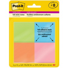Post-itÂ® Super Sticky Full Adhesive Notes - Energy Boost Color Collection - 240 - 2" x 2" - Square - 30 Sheets per Pad - Unruled - Green, Blue, Orange, Pink - Paper - Self-adhesive, Removable - 8 / Pack