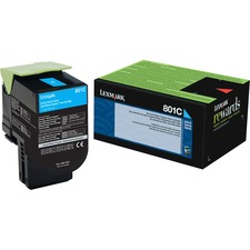 Lexmark Unison 801C Toner Cartridge - Laser - Standard Yield - 1000 Pages Cyan - Cyan - 1 Each