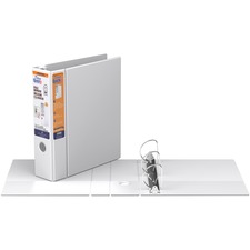 QuickFit D-Ring Deluxe File Binder - 3" Binder Capacity - 550 Sheet Capacity - D-Ring Fastener(s) - 2 Internal Pocket(s) - Vinyl - White - Recycled - Label Holder, Heavy Duty, Reinforced Hole, Finger Hole, Antimicrobial, Ink-transfer Resistant - 1 Each