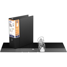 QuickFit QuickFit Locking D-ring Deluxe File Binder - 4" Binder Capacity - 650 Sheet Capacity - D-Ring Fastener(s) - 2 Internal Pocket(s) - Vinyl - Black - Recycled - Label Holder, Hinged, Heavy Duty, Finger Hole, Reinforced, Antimicrobial, Ink-transfer Resistant, Locking Ring - 1 Each