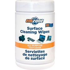 Emzone All-Purpsoe Suface Cleaning Wipes 100 / canister - For Keyboard, Telephone, Mouse, Office Equipment - Quick Drying, Lint-free - 1 Each - White - For Keyboard, Telephone, Mouse, Office Equipment - Quick Drying, Lint-free - 1 Each - White