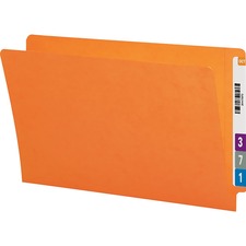 Smead Shelf-Master Straight Tab Cut Legal Recycled End Tab File Folder - 9 1/2" x 14 5/8" - 3/4" Expansion - Orange - 10% Recycled - 1 Pack