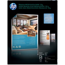 HP Premium Inkjet Matte Presentation Paper - Letter - 8 1/2" x 11" - 32 lb Basis Weight - Matte, Smooth - 100 / Pack - Heavyweight, Double-sided - Bright White