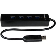StarTech.com 4 Port Portable SuperSpeed USB 3.0 Hub with Built-in Cable - 5Gbps - Add four external USB 3.0 ports to your notebook or Ultrabookâ„¢ with a slim, portable hub - Four Port External USB 3 Hub with Built-in Cable - 4Port Mini USB Hub - 4 Port USB 3.0 Hub - Microsoft Surface Pro 4 / Surface Pro 3 / Surface Book USB hub