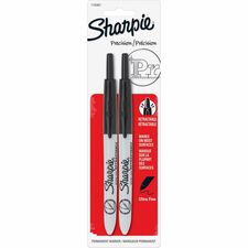 Sharpie Retractable Ultra-Fine Point Permanent Markers - Ultra Fine Marker Point - Retractable - Black - 2 / Pack