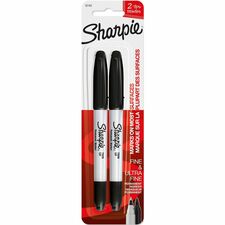 Sharpie Twin Tip Permanent Marker - Fine, Ultra Fine Marker Point - Black Ink - 2 / Pack