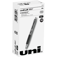 uniball™ 207 Gel Pen - Medium Pen Point - 0.7 mm Pen Point Size - Conical Pen Point Style - Refillable - Retractable - Black Pigment-based Ink - Translucent Barrel - 1 Dozen