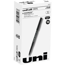 uniballâ„¢ Onyx Rollerball Pens - Fine Pen Point - 0.7 mm Pen Point Size - Conical Pen Point Style - Black Dye-based Ink - Matte Black Barrel - Metal Tip - 1 Dozen