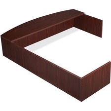 Lorell Essentials Series L-Shaped Reception Counter - 76.8" Width x 66.1" Depth x 14.8" Height x 1" Thickness - Wood, Laminate - Mahogany