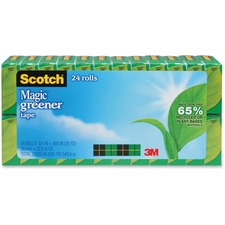 Scotch 3/4"W Magic Greener Tape - 25 yd Length x 0.75" Width - 1" Core - Split Resistant, Tear Resistant - For Office - 24 / Pack - Matte - Clear