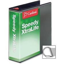 Cardinal Speedy XtraLife Slant-D Ring Binders - 3" Binder Capacity - Letter - 8 1/2" x 11" Sheet Size - D-Ring Fastener(s) - 2 Pocket(s) - Polyolefin-covered Chipboard - White - Locking Ring, Non-stick, Clear Overlay, Split Resistant, Tear Resistant, Flat, Non-glare, PVC-free, Cold Resistant, Crack Resistant, Exposed Rivet, ... - 1 Each