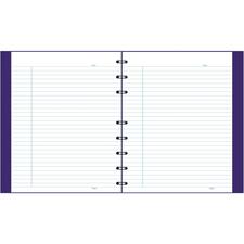 Blueline NotePro Notebook - 192 Pages - Twin Wirebound Blue Margin - 7 1/4" x 9 1/4" - White Paper - Purple Cover - Hard Cover, Micro Perforated, Index Sheet, Self-adhesive Tab, Storage Pocket - Recycled - 1 Each