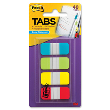 Post-itÂ® Durable Filing Tabs - 40 Write-on Tab(s) - 1.50" Tab Height x 0.62" Tab Width - Assorted Tab(s) - Repositionable, Durable - 40 / Pack