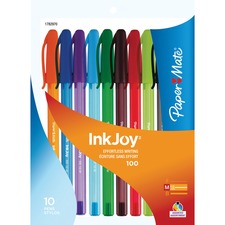 Paper Mate Inkjoy 100 - Refillable - Purple, Black, Mocha, Orange, Red, Magenta, Blue, Turquoise, Green, Lime - Transparent Black, Transparent Orange, Transparent Red, Transparent Magenta, Transparent Blue, Transparent Turquoise, Transparent Green, Transparent Purple, Transparent Mocha, Transparent Lime Barrel - 10 / Pack