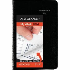 At-A-Glance DayMinder Weekly Appointment Book - Julian Dates - Daily, Weekly, Monthly - 12 Month - January 2023 - December 2023 - 8:00 AM to 5:00 PM - Hourly - 1 Week Double Page Layout - 4 7/8" x 8" Sheet Size - Wire Bound - Black - Black - 8.3" Height x 5.5" Width - Reference Calendar - 1 Each