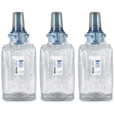 PURELL® Hand Sanitizer Gel Refill - Fragrance-free Scent - 40.6 fl oz (1200 mL) - Push Pump Dispenser - Kill Germs - Skin, Hand - Clear - Dye-free, Fragrance-free, Durable - 3 / Carton