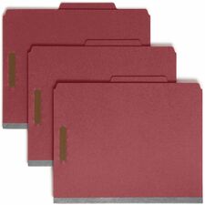 Smead 2/5 Tab Cut Letter Recycled Classification Folder - 8 1/2" x 11" - 2" Expansion - 6 x 2K Fastener(s) - Top Tab Location - Right of Center Tab Position - 2 Divider(s) - Bright Red - 100% Pressboard Recycled - 10 / Box