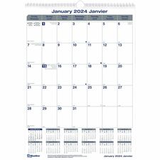 Blueline Blueline Net Zero Carbon Monthly Wall Calendar - Julian Dates - Monthly, Yearly, Daily - January 2024 - December 2024 - 1 Month Single Page Layout - Twin Wire - Chipboard - 17" Height x 12" Width - Eyelet, Reference Calendar, Reinforced, Bilingual, Eco-friendly - 1 Each