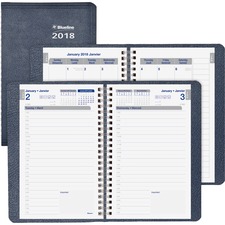 Blueline Net Zero Carbon Daily Planner - Daily, Monthly, Weekly - 1 Year - January 2018 till December 2018 - 7:00 AM to 7:30 PM - 1 Day Single Page Layout - Twin Wire - Navy - Soft Cover, Flexible Cover, Eco-friendly, Bilingual