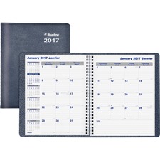 Blueline Net Zero Carbon Monthly Planner - Julian - Monthly, Daily - 1.1 Year - December 2017 till December 2018 - 1 Month Single Page Layout - Twin Wire - Navy - Soft Cover, Flexible Cover, Eco-friendly, Bilingual