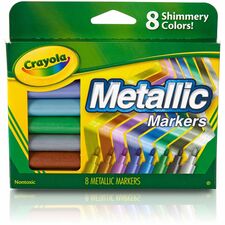 Crayola 8-color Metallic Markers - Cobalt Blue, Green Machine, Slick Silver, Copper Mine, Gold Ingot, Purple Steel, Black Iron, Pink Bling - 8 / Set