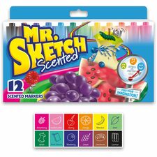 Mr. Sketch Scented Watercolor Markers - Bevel, Chisel Marker Point Style - Assorted - 12 / Set