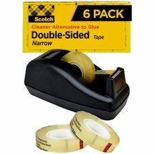 Scotch Permanent Double-Sided Tape - 1/2"W - 25 yd Length x 0.50" Width - 1" Core - Dispenser Included - Desktop Dispenser - For Mounting, Poster, Presentation, Project, Office - 6 / Pack - Clear