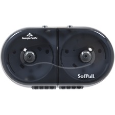SofPull 2-Roll Side-By-Side Centerpull Mini Toilet Paper Dispenser by GP Pro - Center Pull - Smoke - Durable, Lockable, Sturdy - 1 Each