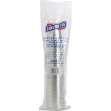 Genuine Joe Clear Plastic Cups - 9 fl oz - 50 / Pack - Clear - Plastic - Cold Drink, Beverage