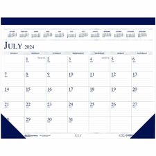 House of Doolittle 18x13 Academic Desk Pad Calendar - Academic - Julian Dates - Monthly - 14 Month - July 2023 - August 2024 - 1 Month Double Page Layout - 18 1/2" x 13" Sheet Size - 2.12" x 3" Block - Desk Pad - Vinyl - Perforated, Reference Calendar - 1 Each