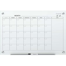 Quartet Infinity Magnetic Glass Dry-Erase Calendar Board - Monthly - 1 Month - White - Tempered Glass - 36" Height x 48" Width - Magnetic, Durable, Stain Resistant, Ghost Resistant, Scratch Resistant, Dent Resistant, Dry Erase Surface, Notes Area - 1 Each