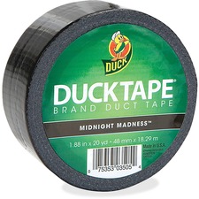 Duck Color Tape - Black - 20 yd (18.3 m) Length x 1.88" (47.8 mm) Width - 9 mil (0.23 mm) Thickness - 3" Core - Weather Proof, Tear Resistant, Water Proof - For Repairing, Crafting, Color Coding, Cloth, Vinyl, Leather, Plastic, Metal, Laminate - 1 Each - Black