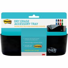 Post-it® Dry-Erase Accessory Tray - 5.2" x 8.4" x 3" x - Plastic - 1 Each - Black