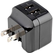 StarTech.com Travel USB Wall Charger - 2 Port - Black - Universal Travel Adapter - International Power Adapter - USB Charger - Charge your tablet and your phone simultaneously - Dual Port USB Charger - Travel Charger - 2 Port USB Charger - 2 Port USB AC Charger for Apple and Android Devices - High Power 17 Watt / 3.4 Amp (1A & 2.4A) - Travel Charger (International) 110V/220V