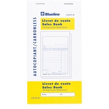 Blueline Sales Books (3 1/2" x 6 1/2") - 50 Sheet(s) - 2 PartCarbonless Copy - White Cover - 10 / Pack