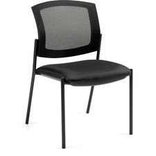 Offices To Go® Ibex Mesh Guest Chairs - Ebony Fabric Seat - Mesh Back - Steel Frame - Ebony - Fabric - 1 Each