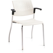 Global Sonic Stacking Chair - Ivory Clouds Polypropylene Seat - Ivory Clouds Polypropylene Back - Chrome Frame - Four-legged Base - Armrest - 1 Each