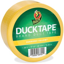 Duck Sunburst Yellow Duct Tape - 20 yd (18.3 m) Length x 1.88" (47.8 mm) Width - 9 mil (0.23 mm) Thickness - 3" Core - Rubber Backing - Water Proof, Tear Resistant - For Repairing, Color Coding, Crafting, Project, Identifying, Decorating - 1 Each - Yellow