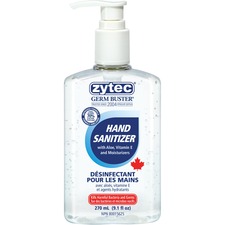 Zytec Germ Buster Sanitizing Gel - 270 mL - Pump Bottle Dispenser - Kill Germs, Bacteria Remover - Hand - Clear - 1 Each - 270 mL - Pump Bottle Dispenser - Kill Germs, Bacteria Remover - Hand - Moisturizing - Clear - 1 Each