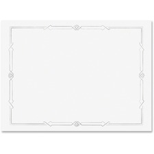 First Base Linen Certificates with Foil - 8.50" x 11" - Laser, Inkjet Compatible - Silver, White with Gold Border - Linen Paper - 15 / Pack