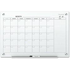Quartet Infinity Magnetic Glass Dry-Erase Calendar Board - 3' x 2' - Monthly - 1 Month - Tempered Glass - 24" Height x 36" Width - Magnetic, Write on/Wipe off - 1 Each