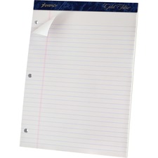TOPS Gold Fibre Micro-Perforated Notepad - 70 Sheets - Stapled/Glued - 8 1/2" x 11 3/4" - White Paper - Micro Perforated, Chipboard Backing, Easy Tear - 1 Each