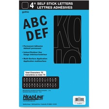 Headline Black Vinyl Stick-on Letters - Self-adhesive - Water Proof, Permanent Adhesive - 4" (101.6 mm) Length - Black - Vinyl - 1 Each