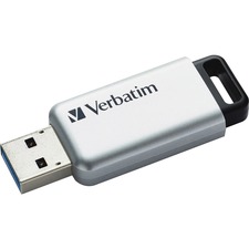 Verbatim 16GB Store'n' Go Secure Pro USB 3.0 Flash Drive with AES 256 Hadware Encryption - Silver - 16 GB - USB 3.0 - 100 MB/s Read Speed - 20 MB/s Write Speed - 256-bit AES - Lifetime Warranty - TAA Compliant