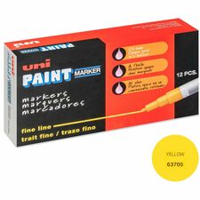 uni® uni-Paint PX-21 Oil-Based Marker - Fine Marker Point - Yellow Oil Based Ink - 1 Dozen