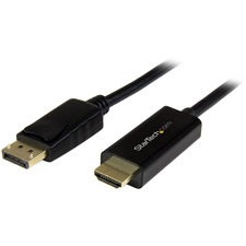 StarTech.com 6ft (2m) DisplayPort to HDMI Cable, 4K 30Hz Video, DP 1.2 to HDMI Adapter Cable Converter for HDMI Monitor/Display, Passive - 6.6ft/2m Passive DisplayPort to HDMI cable converter - 4K 30Hz/1080p/7.1 Audio/HDCP 1.4/DPCP; DP 1.2 to HDMI 1.4 - Connects DP computer to HDMI display/monitor - Supports DP++ source - Video adapter cable prevent signal loss - Latching DP connector