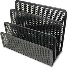 Artistic 3-compartment Punched Metal Letter Sorter - 3 Compartment(s) - 5.5" Height x 6.5" Width x 3.3" Depth - Desktop - Heavy Duty, Scratch Resistant, Rounded Corner, Durable - Black - Steel - 1 Each